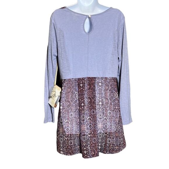 Miracle Body Women's Long Sleeve Abstract Color Block Gray/Rust Mini Dress M NWT - Picture 2 of 11